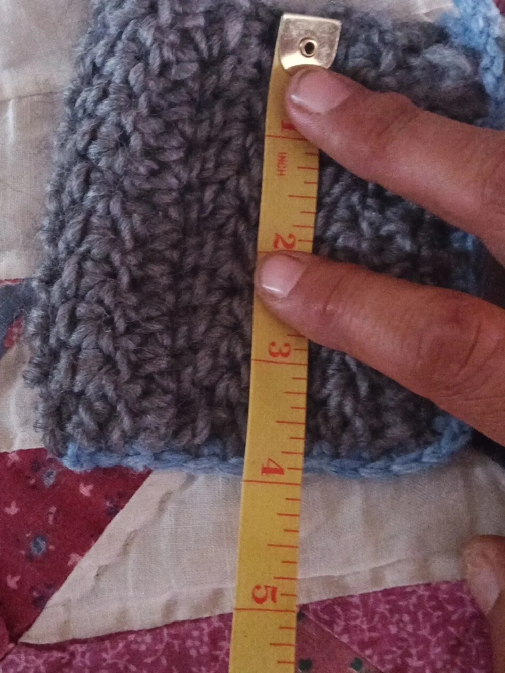 Hand Made Grey Crochet Soap Handbag with Light Blue Edges